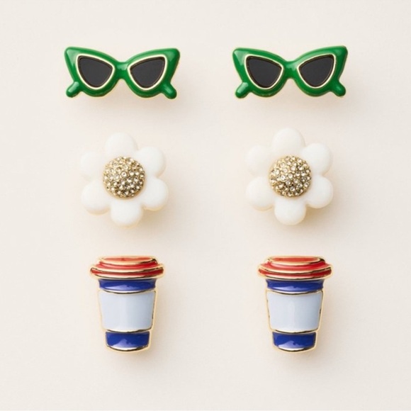kate spade Jewelry - Kate Spade 3 Sets of Earrings - Blue, Green, White NIB/NWT
